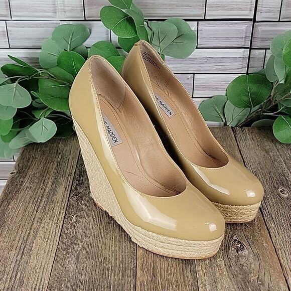 Steve Madden Marryy patent leather wedge espadrilles Size 9 - Picture 1 of 10
